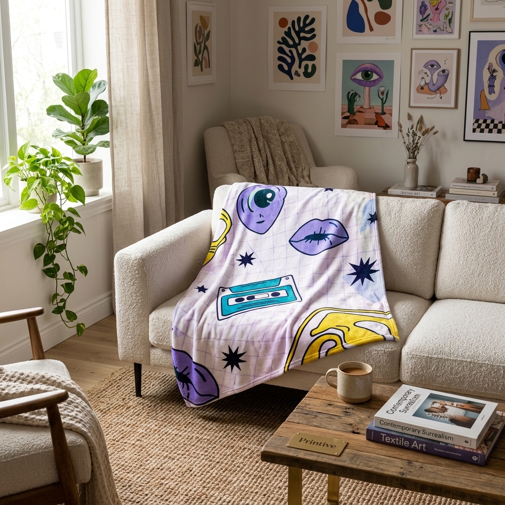 Cozy plush throw blanket gift ideas draped over an aesthetic living room sofa